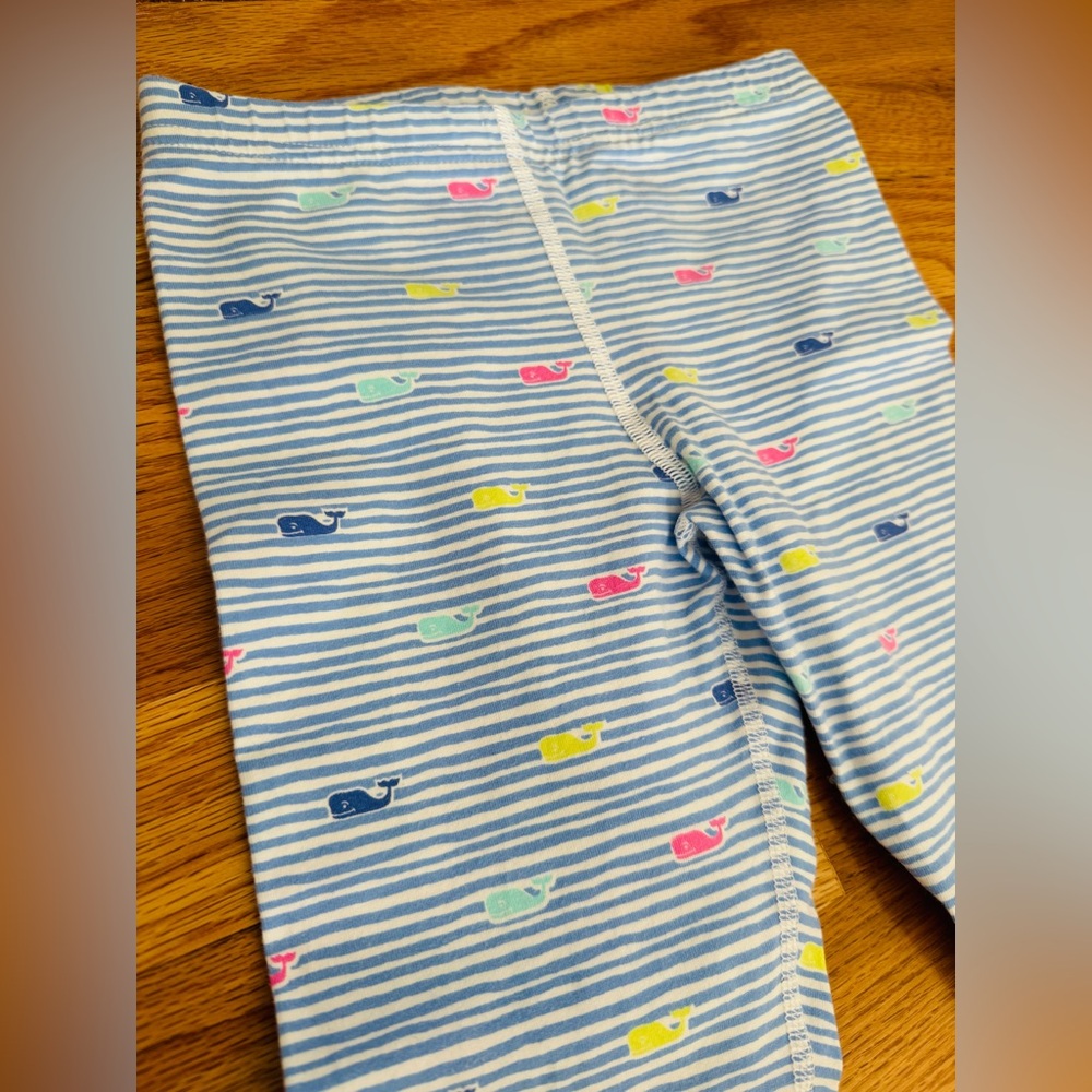 Vineyard Vines blue stripe Multicolor whale girls Leggings XS 5T